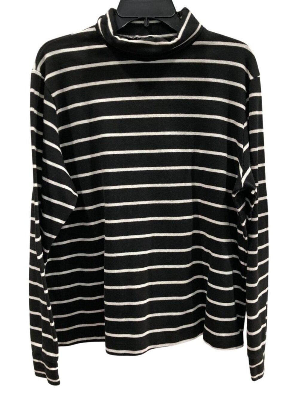 Lands End Striped Turtleneck Shirt XL Black White Long Sleeves Nautical Capsule